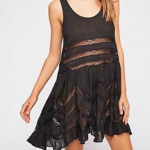 Free People Voile and Lace floral trapeze slip
